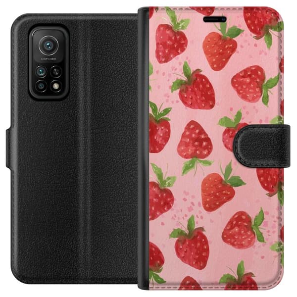 Xiaomi Mi 10T 5G Tegnebogsetui Jordbærdrømme - Retro-stil jordbærmønster