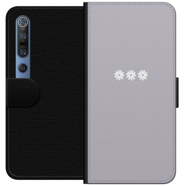 Xiaomi Mi 10 Pro 5G Tegnebogsetui Lilla Blomminimalisme - stilfuldt blomstermotiv på lilla baggrund