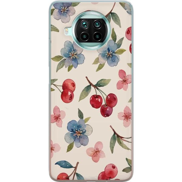 Xiaomi Mi 10T Lite 5G Genomskinligt Skal Bär & Blommor – mönster med blå blommor och skogsbär