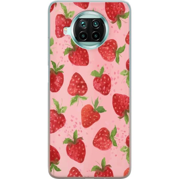 Xiaomi Mi 10T Lite 5G Genomskinligt Skal Strawberry Dreams – jordgubbsmönster i retrostil