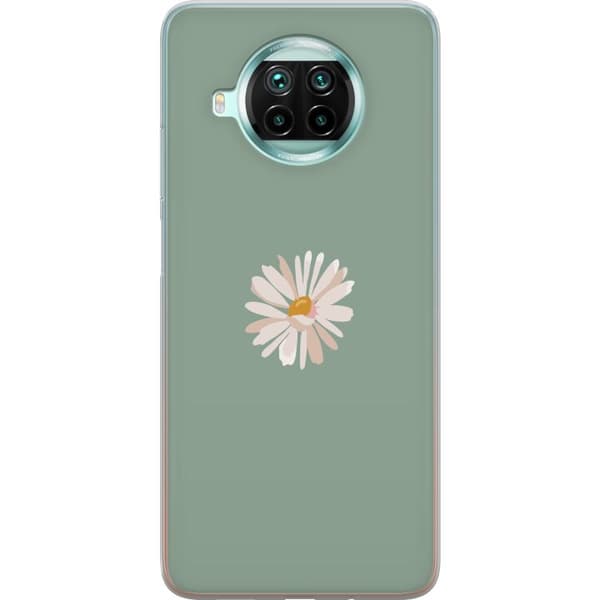 Xiaomi Mi 10T Lite 5G Gjennomsiktig deksel Grønn Minimalblomst - stilren blomst på grønn bakgrunn