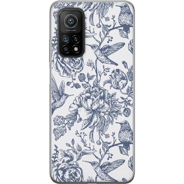 Xiaomi Mi 10T Pro 5G Gennemsigtig cover Blomster & Fugle - Romantisk Vintage-stil Mønster
