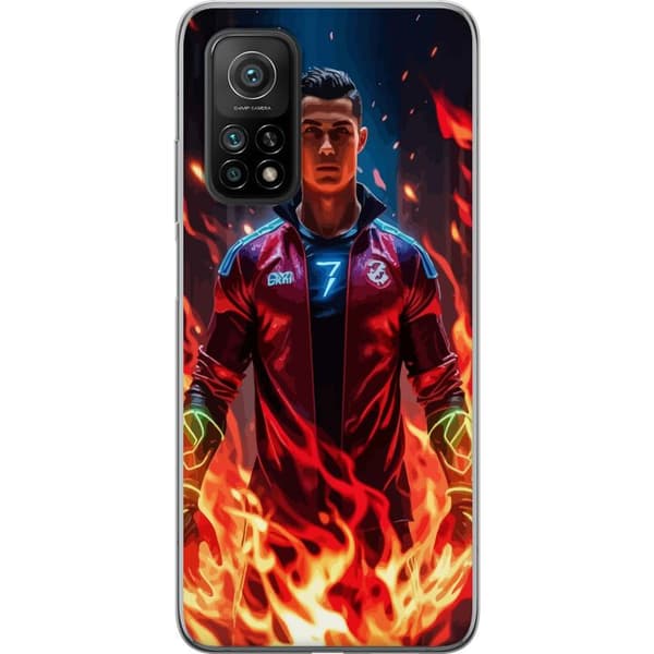 Xiaomi Mi 10T Pro 5G Läpinäkyvä kuori Ronaldo Inferno - jalkapallolegenda liekeissä