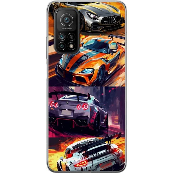 Xiaomi Mi 10T Pro 5G Gennemsigtig cover Rallyfeber - fartfyldt motiv med rallybiler