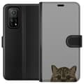 Miniatyrbillede 1 af 3: Xiaomi Mi 10T Pro 5G Tegnebogsetui Grå Katteblik - stilfuld kat design med grå baggrund
