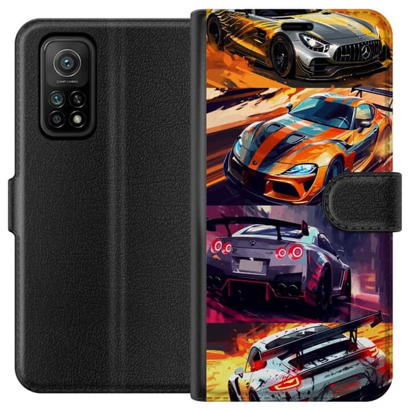 Xiaomi Mi 10T Pro 5G Lompakkokotelo Ralli kuume - vauhdikas teema ralliautoilla