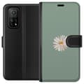 Miniatyrbillede 1 af 3: Xiaomi Mi 10T Pro 5G Tegnebogsetui Grøn Minimalblomst - stilfuld blomst på grøn baggrund