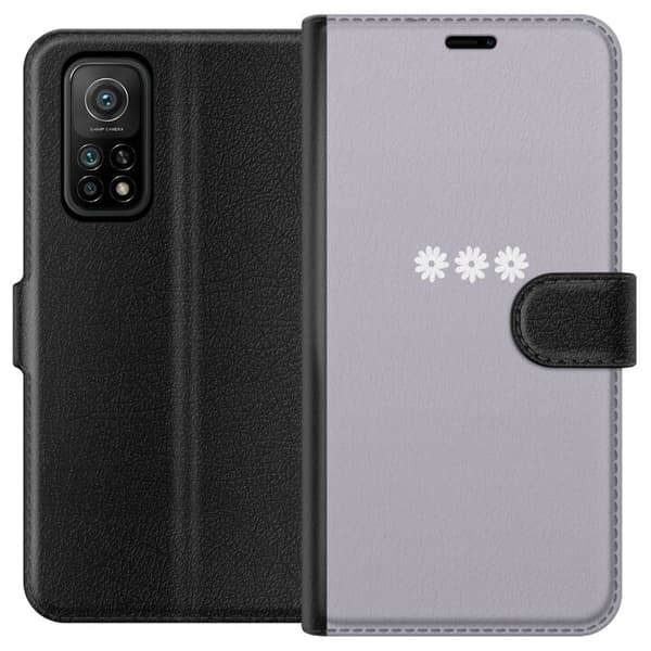 Xiaomi Mi 10T Pro 5G Lommeboketui Lilla Blomminimalisme - stilig blomstermotiv på lilla bakgrunn