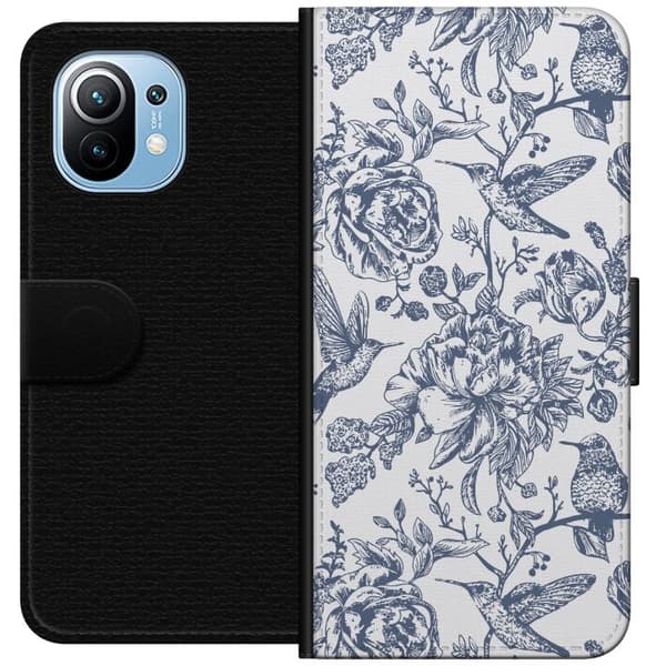 Xiaomi Mi 11 Lompakkokotelo Kukat & Linnut - Romanttinen Vintage-tyylinen Kuviointi