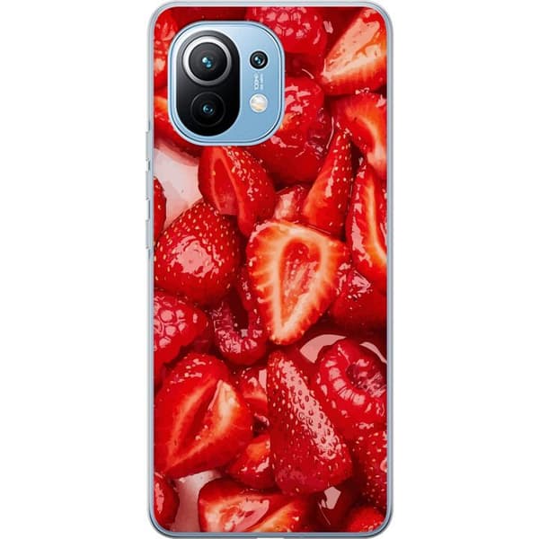 Xiaomi Mi 11 Gjennomsiktig deksel Jordbærmønster - søtt motiv med sommerfølelse