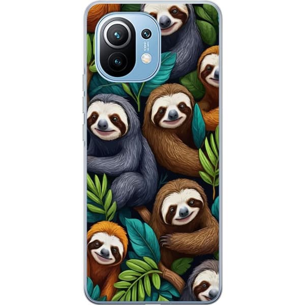 Xiaomi Mi 11 Gennemsigtig cover Sengångarstil - afslappet motiv med sød dovendyr