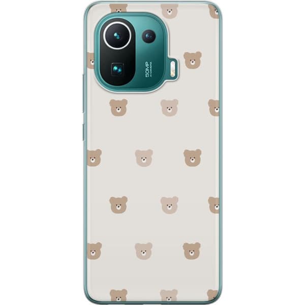 Xiaomi Mi 11 Pro Gennemsigtig cover Teddybaggrund - søde teddybjørne mod en blød baggrund