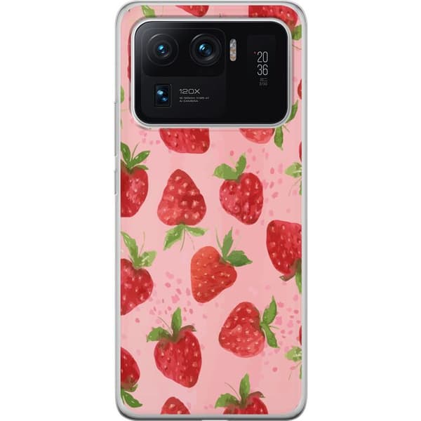 Xiaomi Mi 11 Ultra Genomskinligt Skal Strawberry Dreams – jordgubbsmönster i retrostil