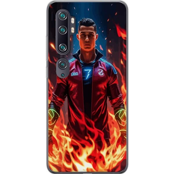 Xiaomi Mi Note 10 Läpinäkyvä kuori Ronaldo Inferno - jalkapallolegenda liekeissä