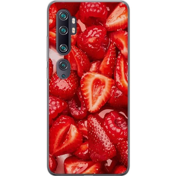 Xiaomi Mi Note 10 Läpinäkyvä kuori Mansikkakuviointi - makea motiivi kesäfiiliksellä