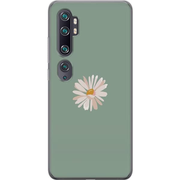 Xiaomi Mi Note 10 Läpinäkyvä kuori Vihreä Minimalikukka - tyylikäs kukka vihreällä taustalla