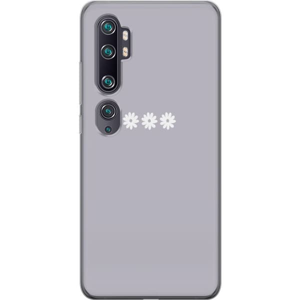 Xiaomi Mi Note 10 Genomskinligt Skal Lila Blomminimalism – stilrent blommotiv på lila bakgrund