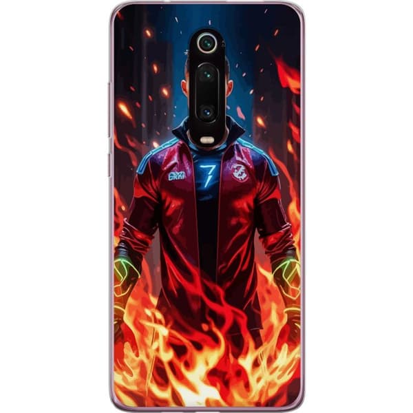 Xiaomi Mi 9T Pro  Läpinäkyvä kuori Ronaldo Inferno - jalkapallolegenda liekeissä