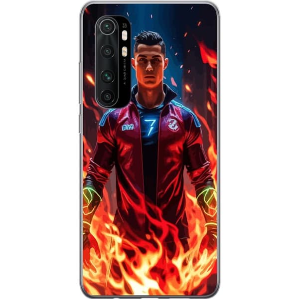 Xiaomi Mi Note 10 Lite Läpinäkyvä kuori Ronaldo Inferno - jalkapallolegenda liekeissä