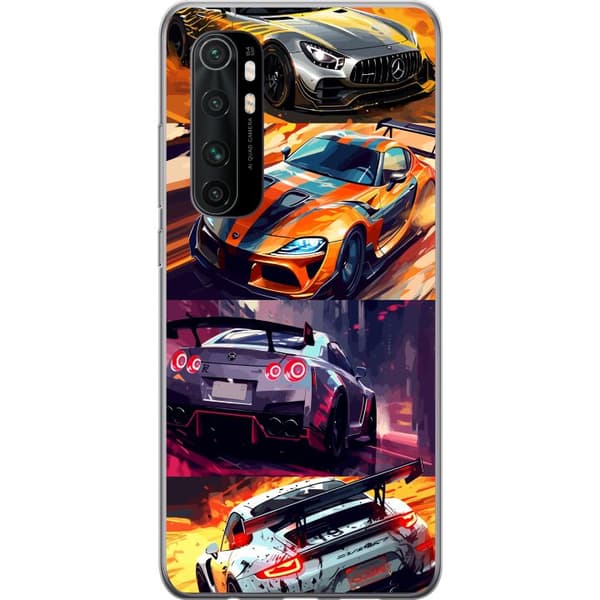 Xiaomi Mi Note 10 Lite Genomskinligt Skal Rally Fever – fartfyllt motiv med rallybilar