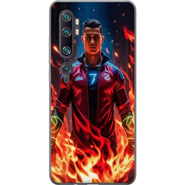 Xiaomi Mi Note 10 Pro Läpinäkyvä kuori Ronaldo Inferno - jalkapallolegenda liekeissä