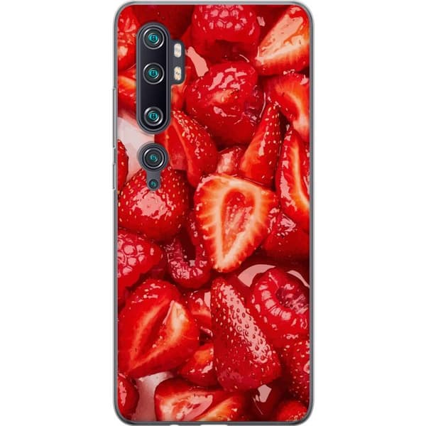 Xiaomi Mi Note 10 Pro Läpinäkyvä kuori Mansikkakuviointi - makea motiivi kesäfiiliksellä