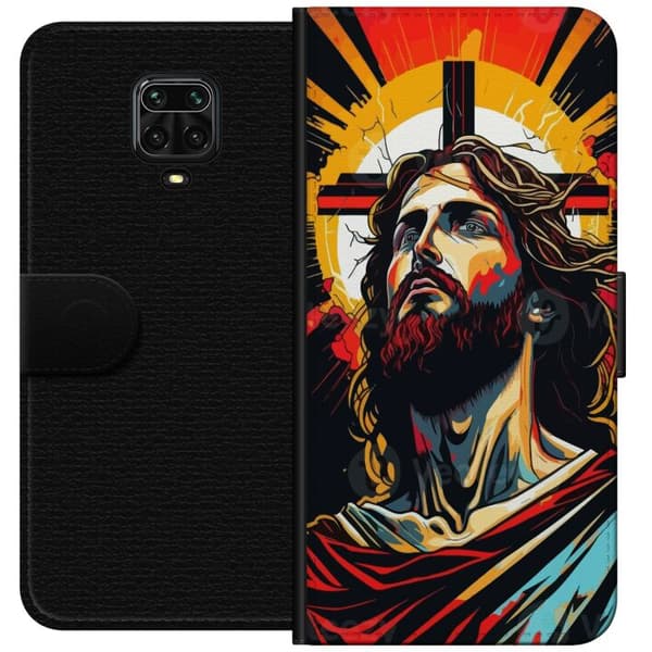 Xiaomi Redmi Note 9 Pro Tegnebogsetui Jesus & Kort - religiøst motiv med dyb symbolik