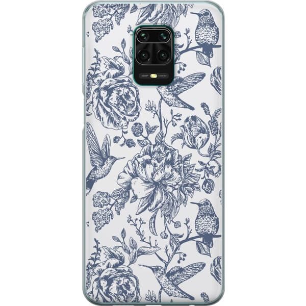 Xiaomi Redmi Note 9 Pro Genomskinligt Skal Blomster & Fåglar – romantiskt mönster i vintage-stil