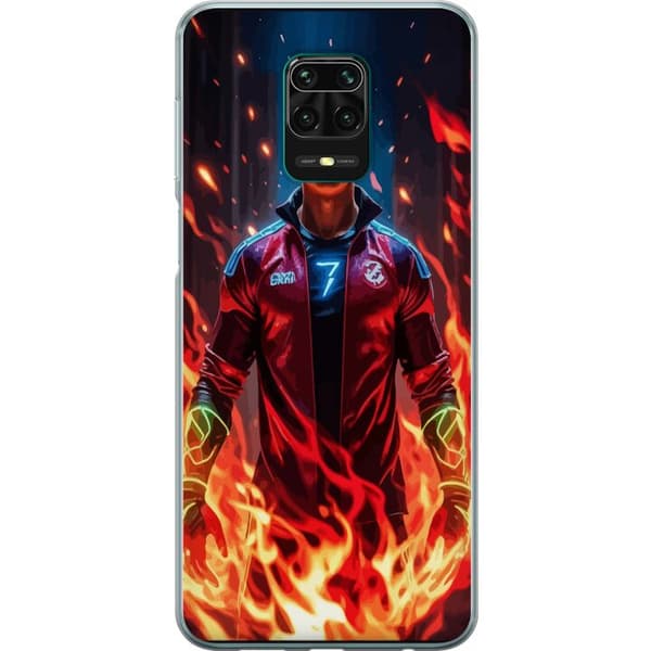 Xiaomi Redmi Note 9 Pro Gennemsigtig cover Ronaldo Inferno - fodboldhelt i flammer