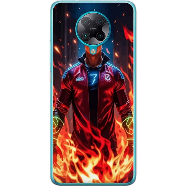 Xiaomi Poco F2 Pro Läpinäkyvä kuori Ronaldo Inferno - jalkapallolegenda liekeissä