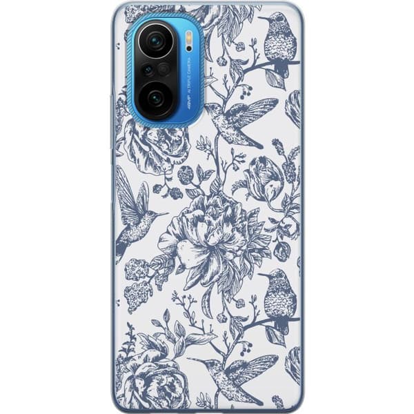 Xiaomi Poco F3 Genomskinligt Skal Blomster & Fåglar – romantiskt mönster i vintage-stil