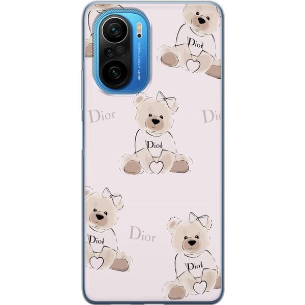 Xiaomi Poco F3 Gennemsigtig cover Teddy Dior Vibes - luksuriøs bamse i modetil