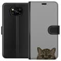 Pikkukuva 1 / 3: Xiaomi Poco X3 NFC Lompakkokotelo Harmaa kissan katse - tyylikäs kissa suunnittelu harmaalla taustalla