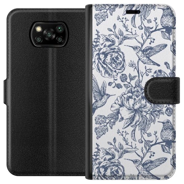 Xiaomi Poco X3 NFC Lompakkokotelo Kukat & Linnut - Romanttinen Vintage-tyylinen Kuviointi