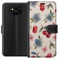 Pikkukuva 1 / 3: Xiaomi Poco X3 NFC Lompakkokotelo Marjat & Kukat - kuvio, jossa on sinisiä kukkia ja metsänmarjoja