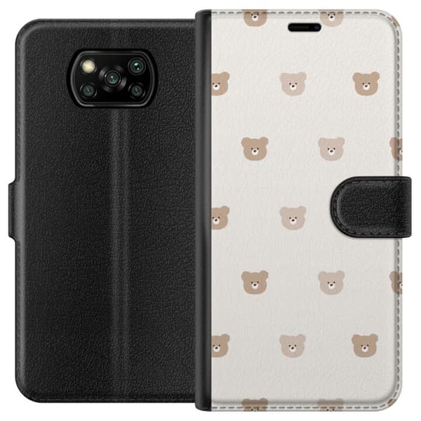 Xiaomi Poco X3 NFC Tegnebogsetui Teddybaggrund - søde teddybjørne mod en blød baggrund