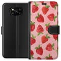 Miniatyrbild 1 av 3: Xiaomi Poco X3 NFC Plånboksfodral Strawberry Dreams – jordgubbsmönster i retrostil