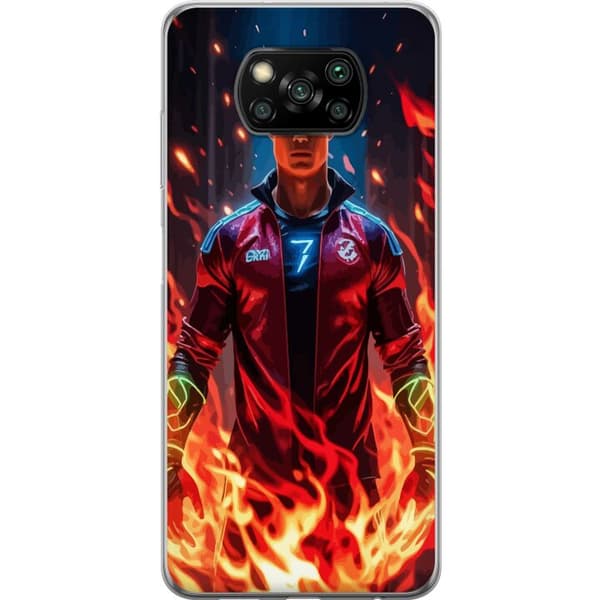 Xiaomi Poco X3 NFC Läpinäkyvä kuori Ronaldo Inferno - jalkapallolegenda liekeissä