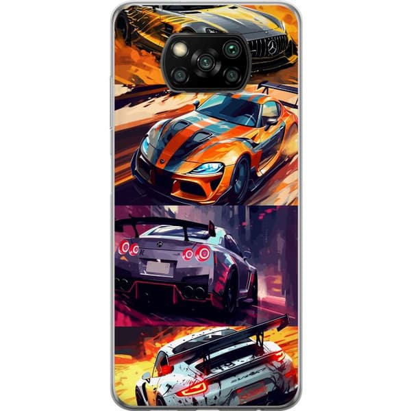 Xiaomi Poco X3 NFC Läpinäkyvä kuori Ralli kuume - vauhdikas teema ralliautoilla