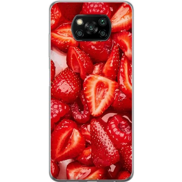 Xiaomi Poco X3 NFC Läpinäkyvä kuori Mansikkakuviointi - makea motiivi kesäfiiliksellä