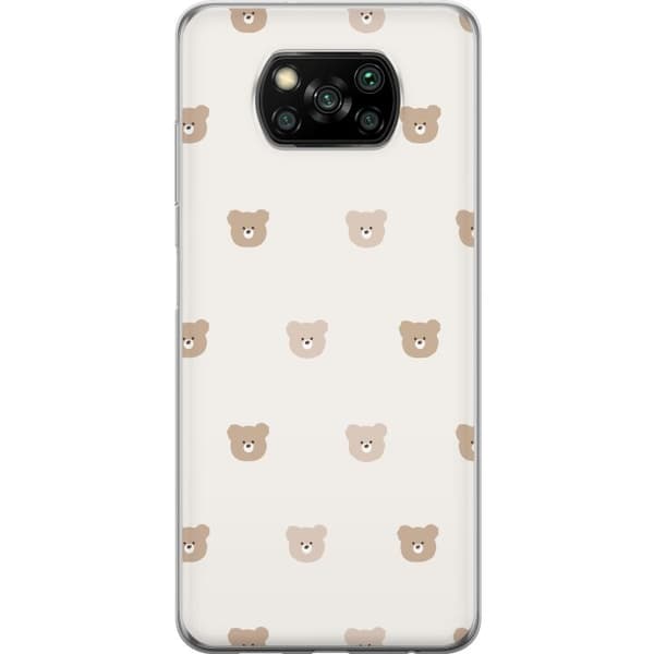 Xiaomi Poco X3 NFC Läpinäkyvä kuori Teddy-tausta - söpöt teddykarhut pehmeällä taustalla