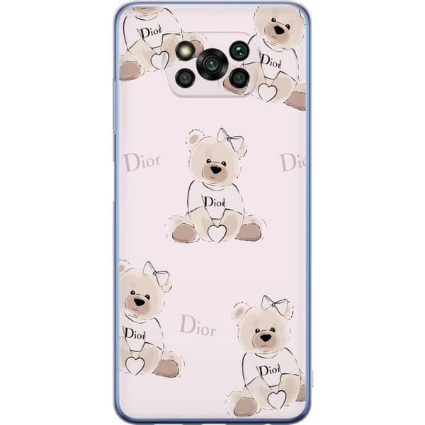 Xiaomi Poco X3 Pro Genomskinligt Skal Teddy Dior Vibes – lyxig nalle i fashionstil