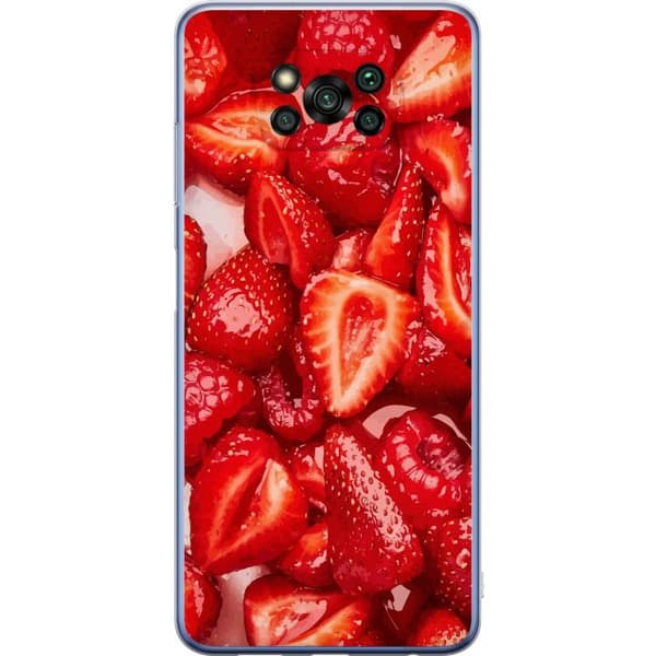 Xiaomi Poco X3 Pro Läpinäkyvä kuori Mansikkakuviointi - makea motiivi kesäfiiliksellä