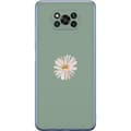 Miniatyrbild 1 av 3: Xiaomi Poco X3 Pro Genomskinligt Skal Grön Minimalblomma – stilren blomma på grön bakgrund