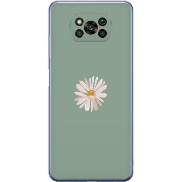 Xiaomi Poco X3 Pro Genomskinligt Skal Grön Minimalblomma – stilren blomma på grön bakgrund