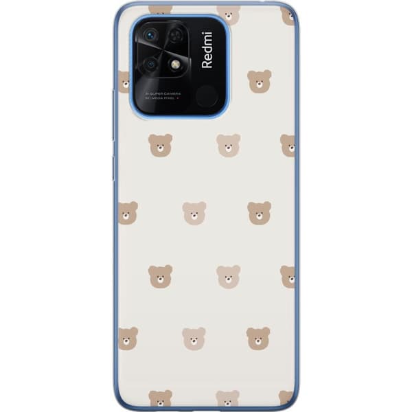 Xiaomi Redmi 10C Genomskinligt Skal Teddy Background – gulliga nallar mot mjuk bakgrund