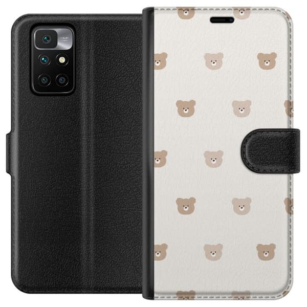 Xiaomi Redmi 10 Lommeboketui Teddybakgrunn - søte teddybjørner mot en myk bakgrunn