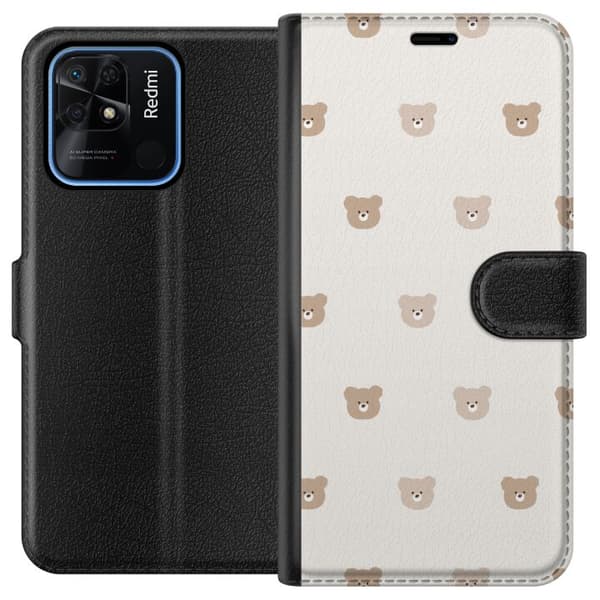 Xiaomi Redmi 10C Plånboksfodral Teddy Background – gulliga nallar mot mjuk bakgrund