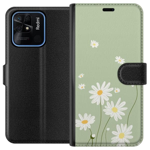 Xiaomi Redmi 10C Tegnebogsetui Præstekraver - blomstret mønster i svensk sommerstil