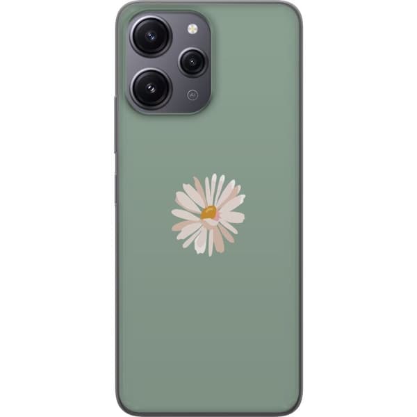 Xiaomi Redmi 12 Gennemsigtig cover Grøn Minimalblomst - stilfuld blomst på grøn baggrund